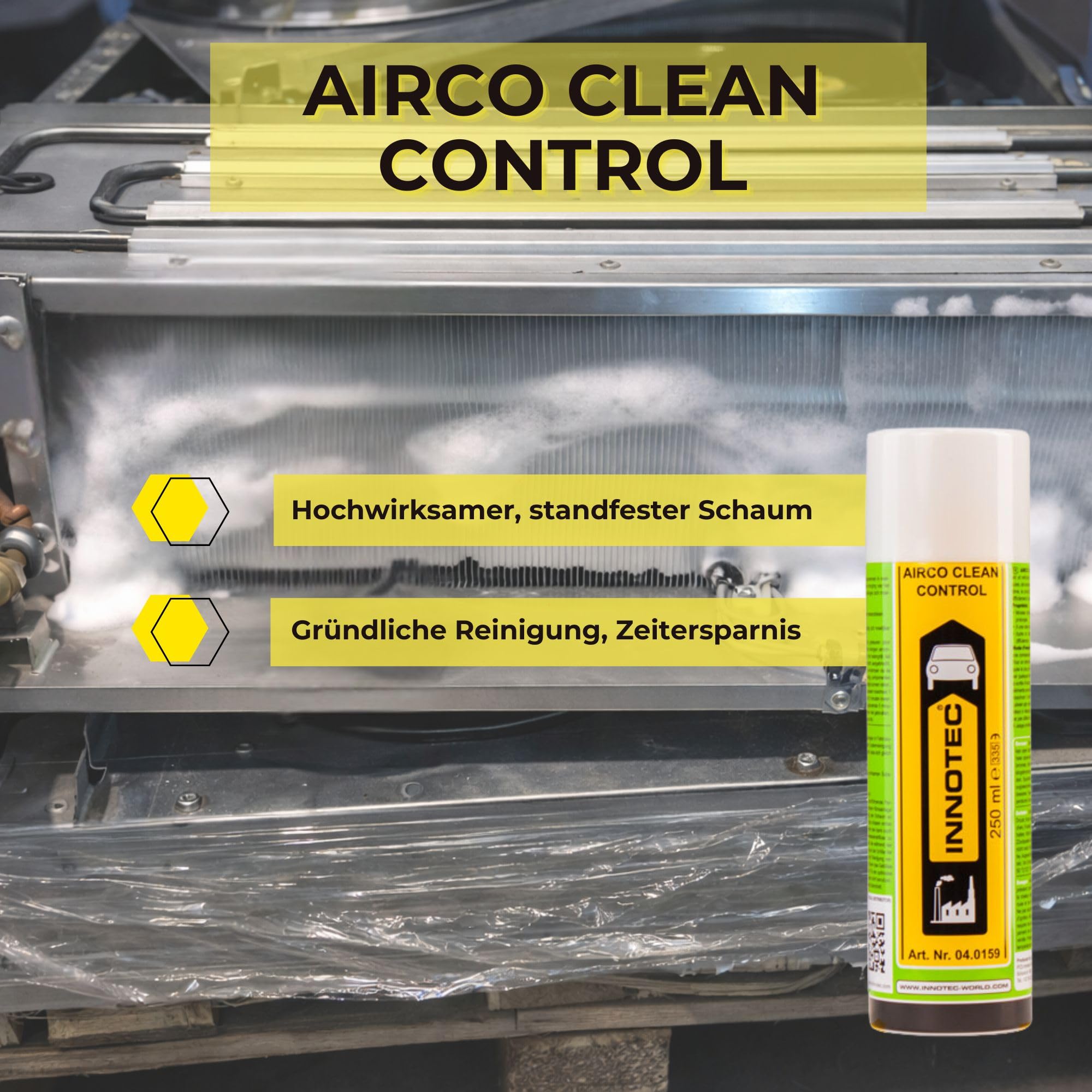 2 Stück INNOTEC Airco Clean Control 250 ml – Reiniger für Klimaanlagen & Luftwege – löst Schmutz, Bakterien & unangenehme Gerüche – ideal für Kfz, Wohnraum & Büro – einfache Anwendung ohne Rückstände