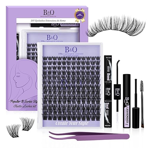 Miniatura 18 de Extensiones de pestañas Racimo B02 D de 0.630 in, 72 racimos de pestañas B&Qaugen Mega, pestañas individuales en racimo de volumen para bricolaje en