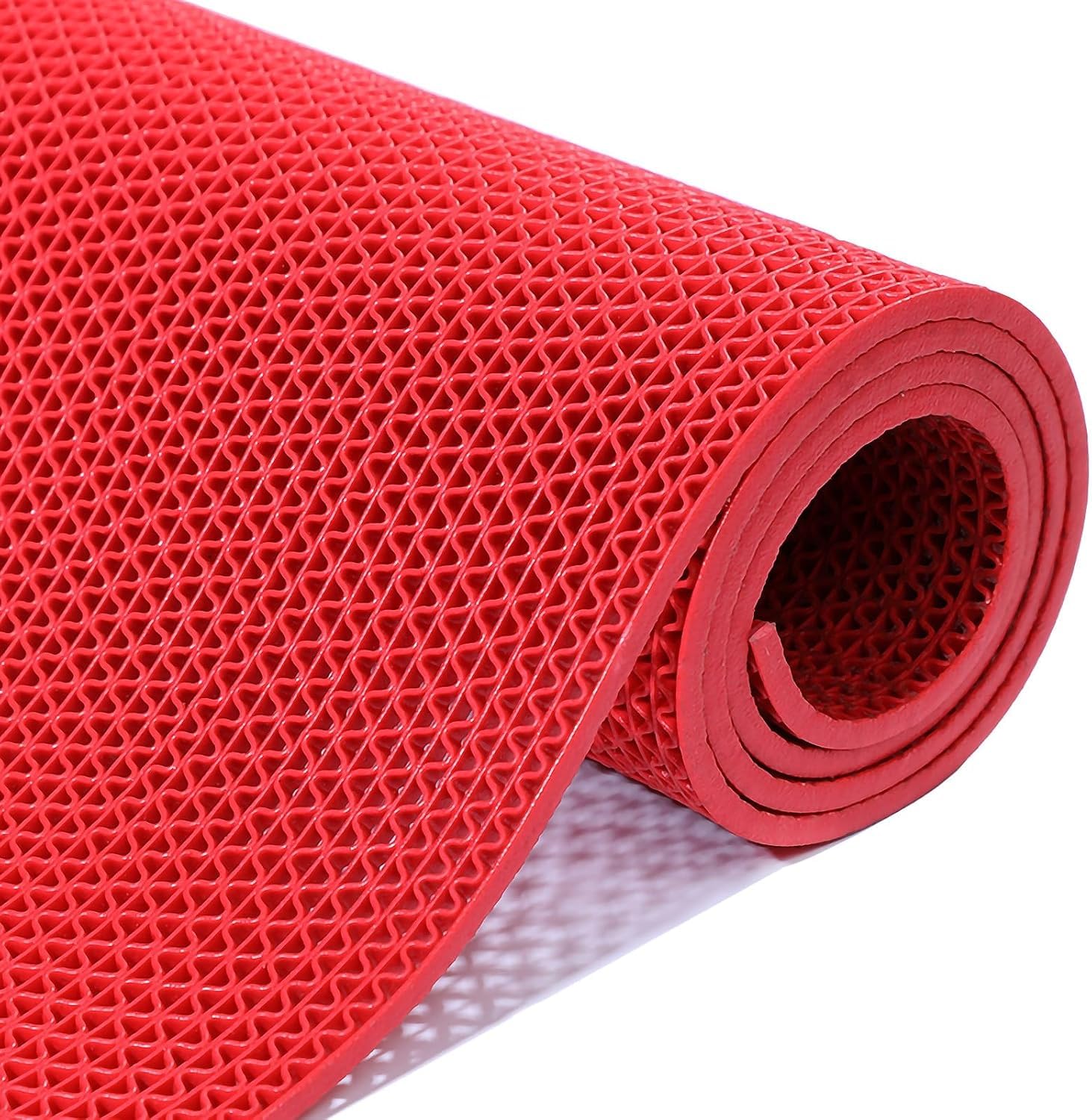 HPTHLY Shower Room Drainage Non-Slip Floor Mat, Swimming Pool Bathroom Garage Kitchen PVC Hollow Floor Mat,Red-120cmx500cm