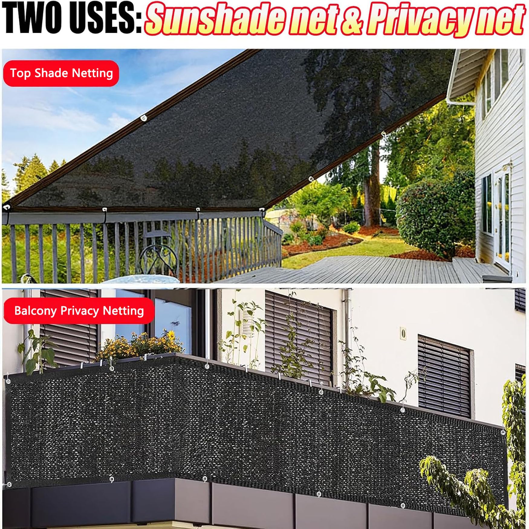 Lona Sombra Exterior 550 x 600 cm Resistente a Los Rayos UV, Transpirable y Protector Solar Red de Sombra Al Aire Libre para Pérgola, Plantas de Patio, Gallinero, Exterior, Negro