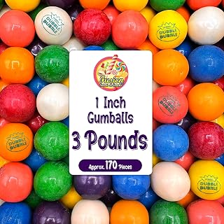 Gumballs 1 Inch - 3 Pound Bag - Gum Balls For Gumball Machine - Gumballs Bulk - Gum Ball Machine Refill - Assorted Fruit Flavor - Bubble Gum