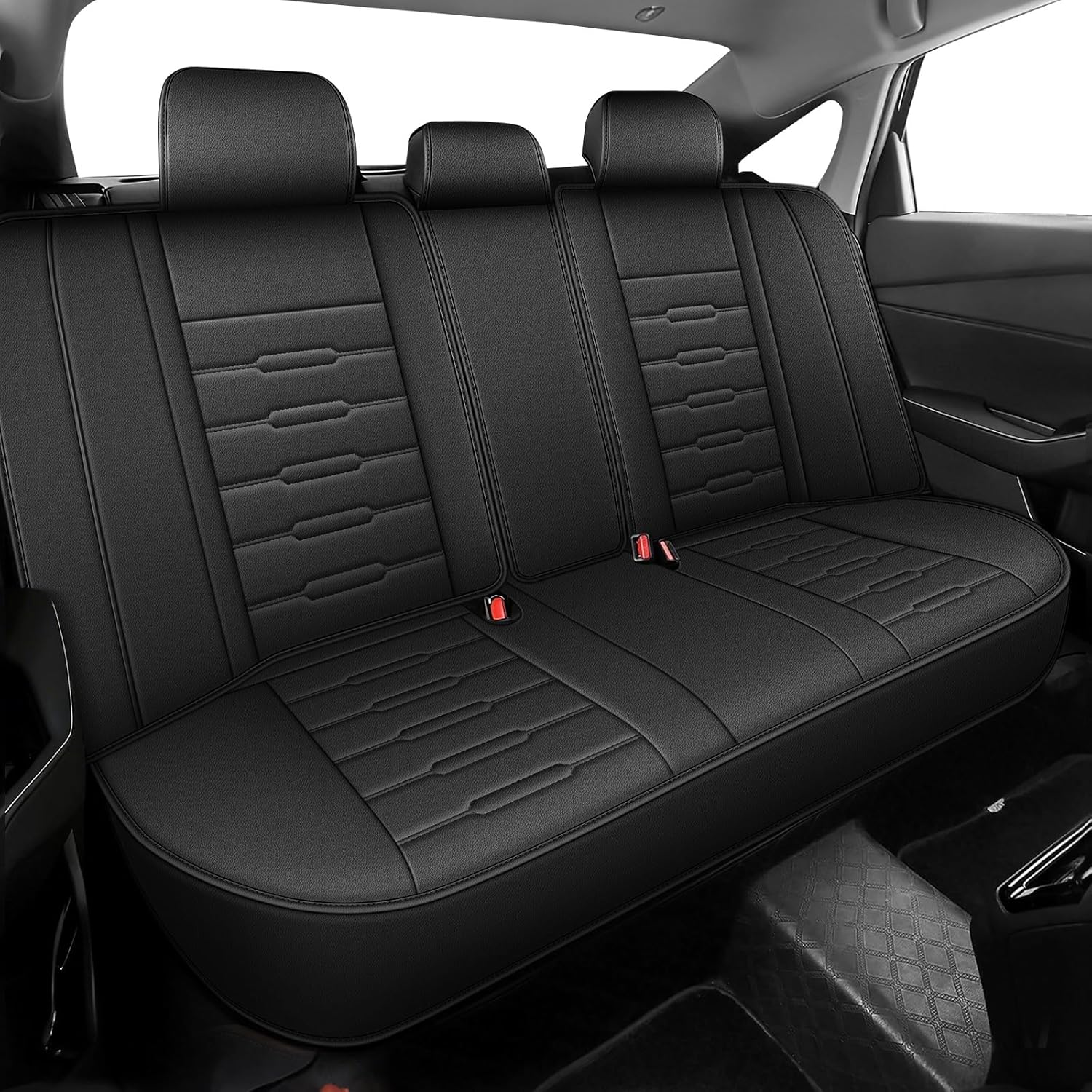 AOMSAZTO 5 Car Seat Covers Full Set Custom Fit for Honda Accord 2018 2019 2020 2021 2022 Waterproof Faux Leather Seat Covers Protectors Compatible Airbags (Only Fit for 5 Seats, Black)