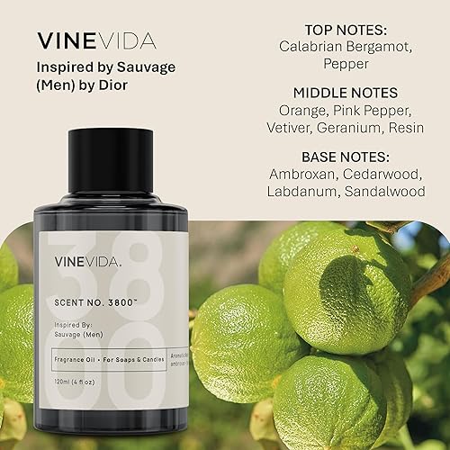 Miniatura 286 de VINEVIDA Aceite aromático n.º 4800 inspirado en un millón de hombres para fabricación de velas y jabón, fabricado en Estados Unidos