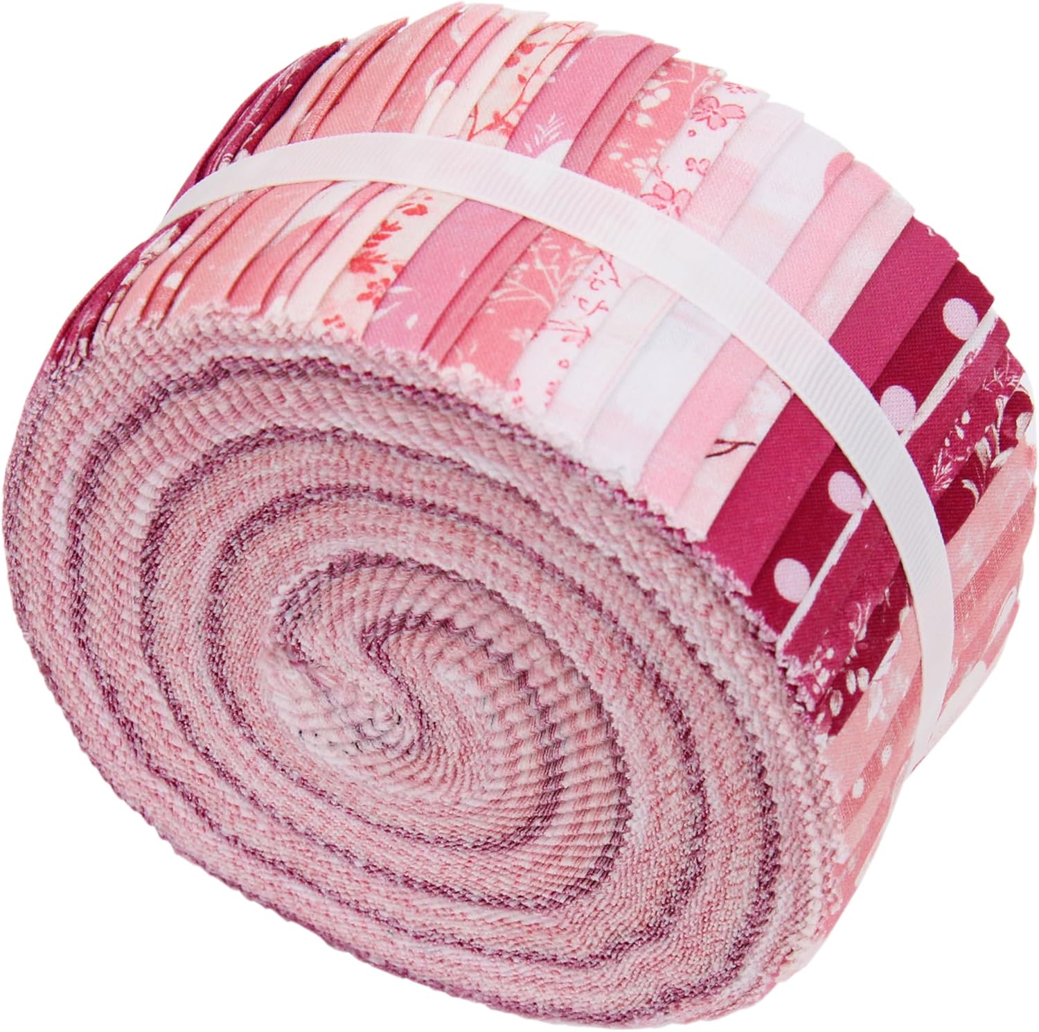 ThreadArt Exclusive Prints Jelly Roll Fabric Strips for Quilting, Crafting, and Sewing, 40 Precut Fabric Strips in Pink Prints, Premium Cotton for Quilts, Crafts, Rugs, Blankets, Clothing and More