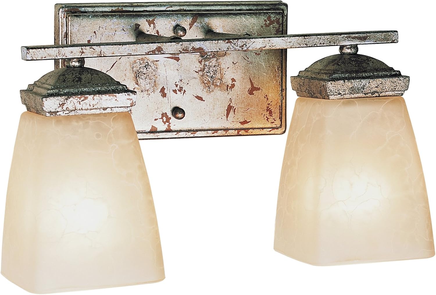 2 Light Gold Leaf Bath Sconce Light Fixture