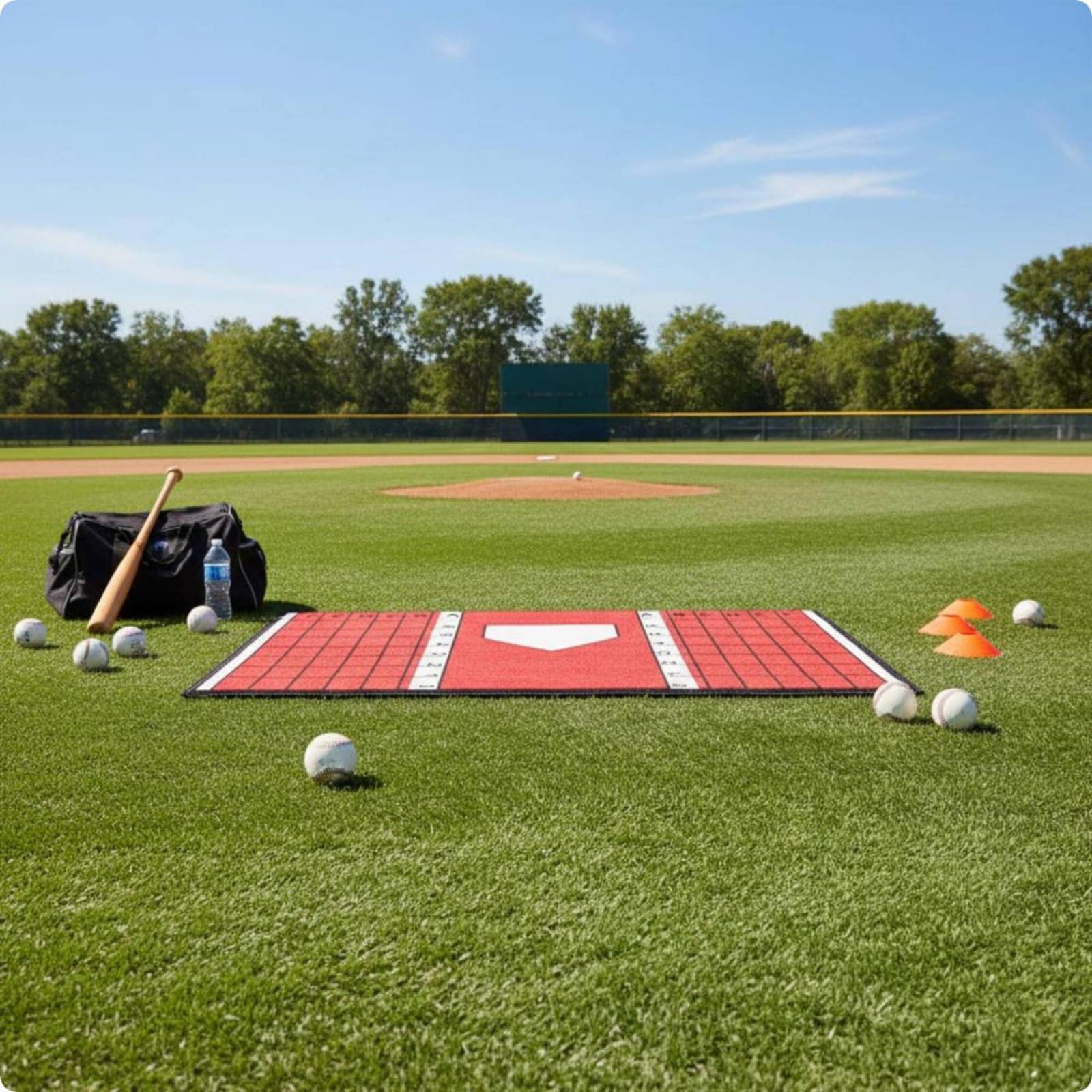 Amagogo Baseball Training Pad Superficie Tappetino Baseball Esercizio Segnalatore Battuta Robusto Portatile Lavabile in Poliestere Perfetto per Uso Sportivo Insegnanti Outdoor