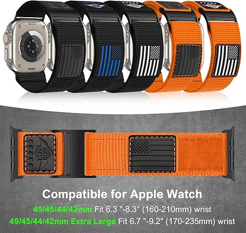 Miniatura 10 de Correa de nailon resistente compatible con Apple Watch Ultra Band de 1.929 in 1.772 in 1.732 in 1.654 in, correa de repuesto suave deportiva