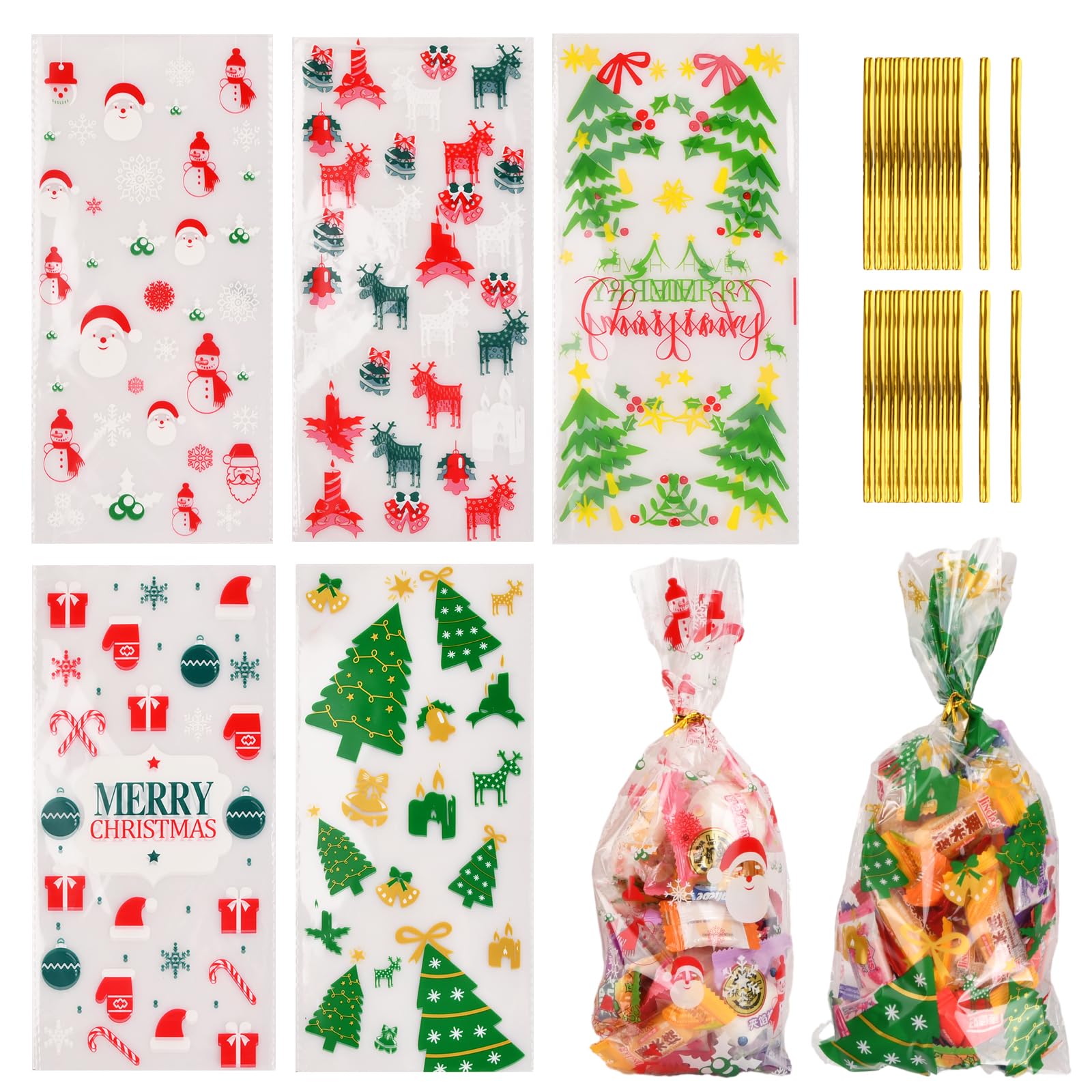 Cozlly 24 Pezzi Sacchetto di Natale per Regali con Adesivi