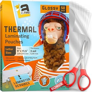 La Llama Thermal Laminating Pouches, 9 x 11.5 Inches, 3 Mil Thick, 50 Pack, Suited for Letter Size Laminating Sheets 8.5 x 11