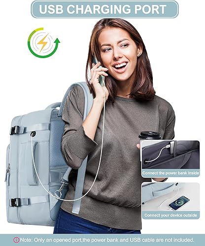 Miniatura 4 de Mochila de viaje para hombres y mujeres, mochila de transporte aprobada por aerolíneas, mochila para portátil de 16 pulgadas, Azulclaro