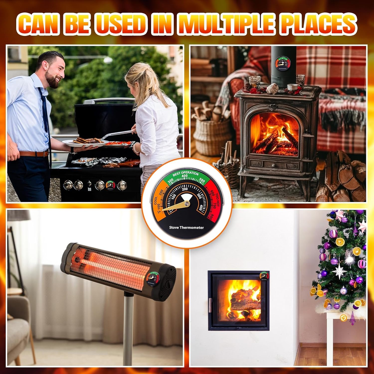 Frienda Wood Stove Thermometer, Magnetic Gas Oven Temperature Gauge Accessories Fire Stove Pipe Thermometer Gauge for Wood Burning Gas Pellet Fireplace Flue Avoiding Destroyed by Overheat (2 Pcs) - Image 7