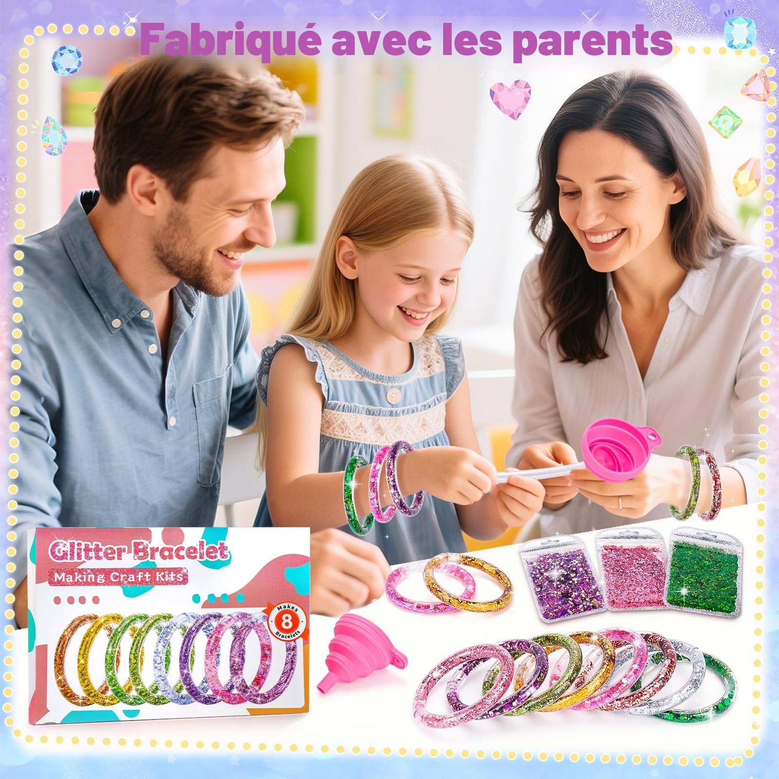 lelechong Cadeau Fille 5 6 7 8 9 ans, Activité Manuelle Kit Bracelet Enfant Jouet Fille 5 6 7 8 ans Cadeaux Anniversaire, Activité Manuelle Bricolage pour 6 7 8 idée Cadeau Loisir Creatif Enfant 6-9