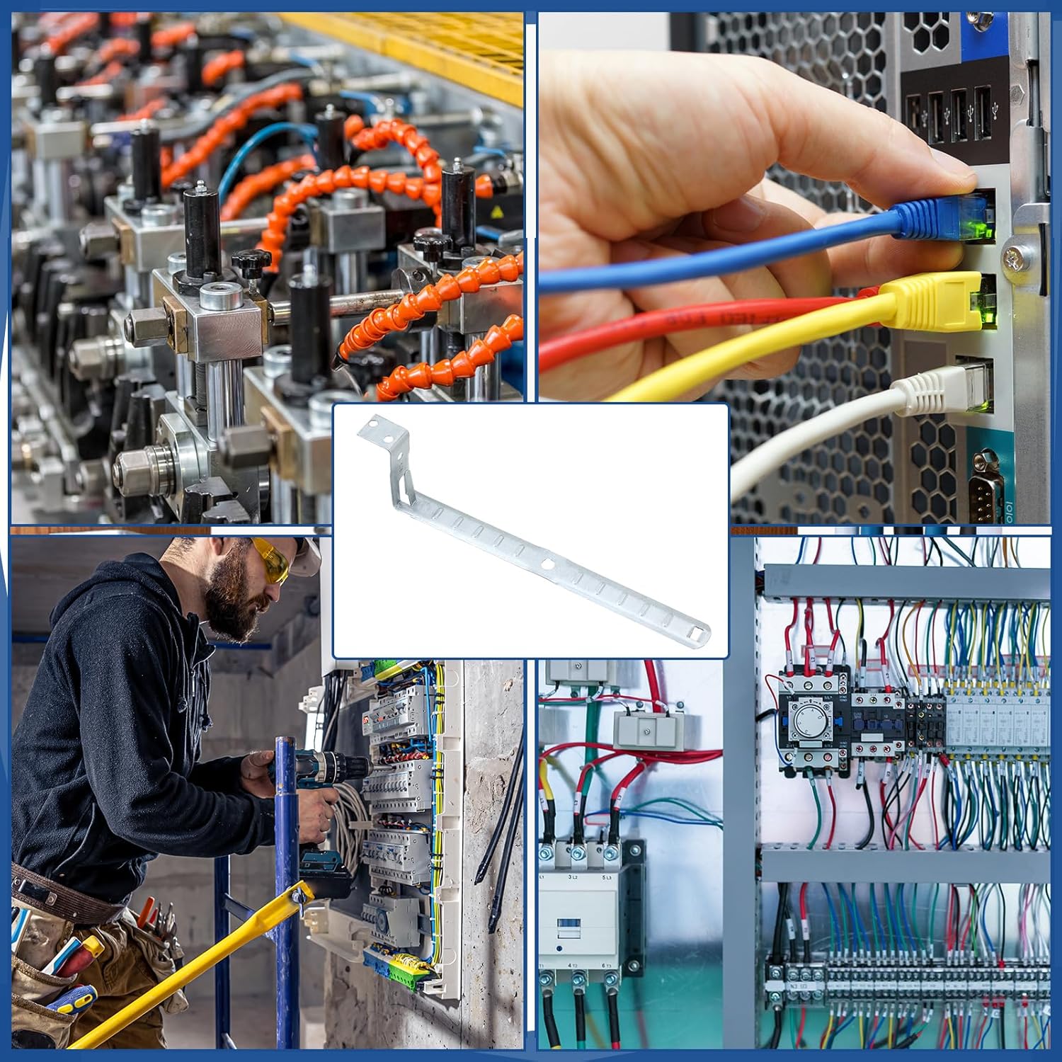 Landhoow 100 Pcs Stud Mounting Cable Support Metal Stud Support CS-CJ6 Pre Galvanized Steel Bolt Mount Cable with Locking Tab, Fasteners with Locking Tab Silver Box Fasteners