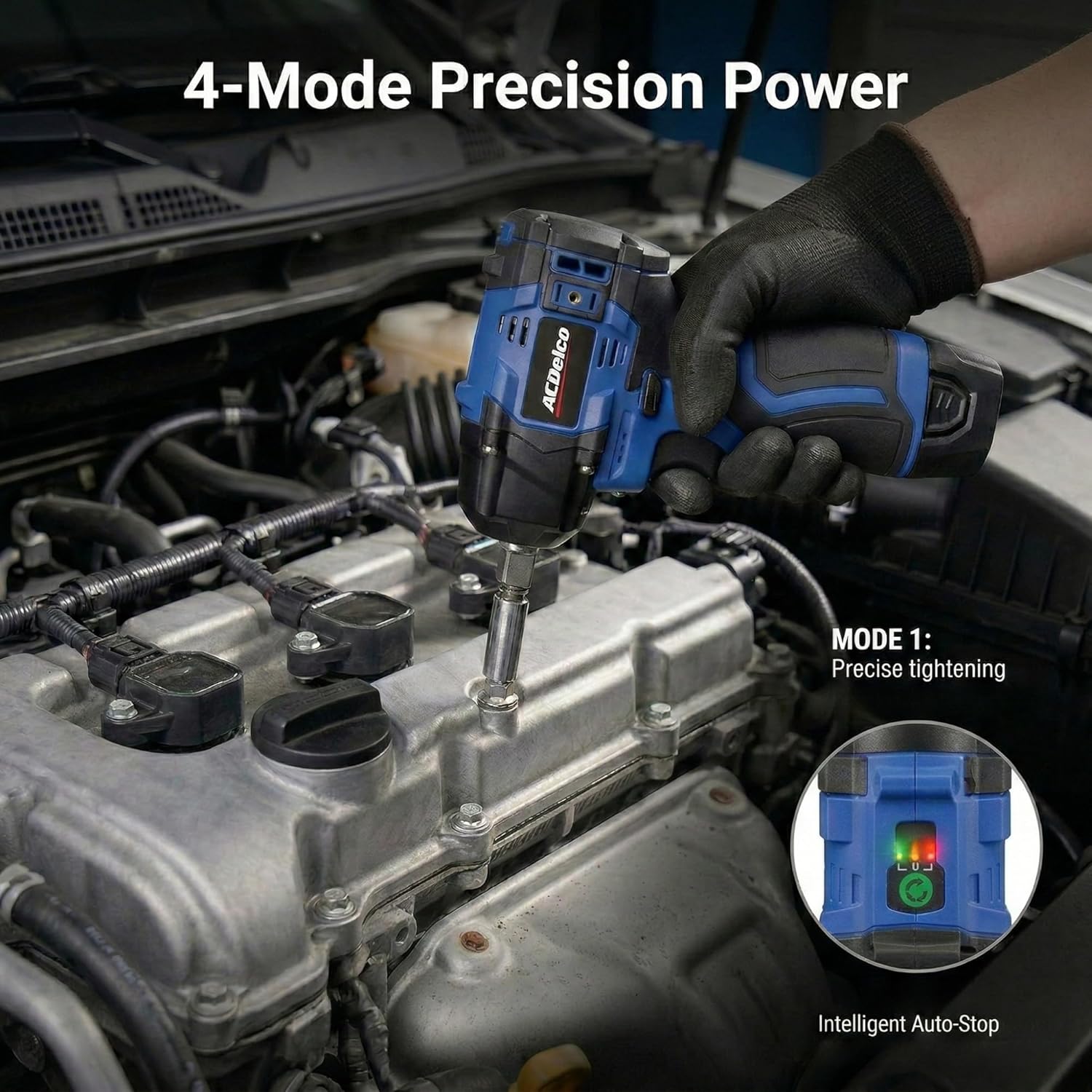 ACDelco G12 Series 12V Brushless 3/8 inch Cordless Impact Wrench 140 ft-lbs 190 Nm Max Torque 3600 RPM 4-Mode Intelligent Control Compact Body Bare Tool Only ARI12186-3T