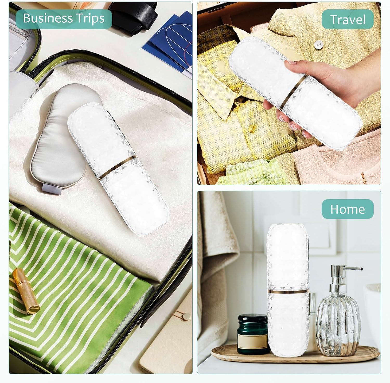 Luxshiny Travel Toothbrush Case Portable Toothbrush Holder Compact Storage Container for and Toothpaste 8.6 Inch for Travel Camping Business Trips