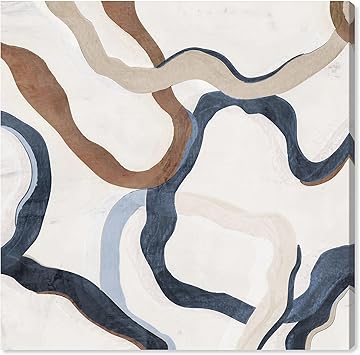 Blue & Brown Abstract Modern Wrapped Canvas Art