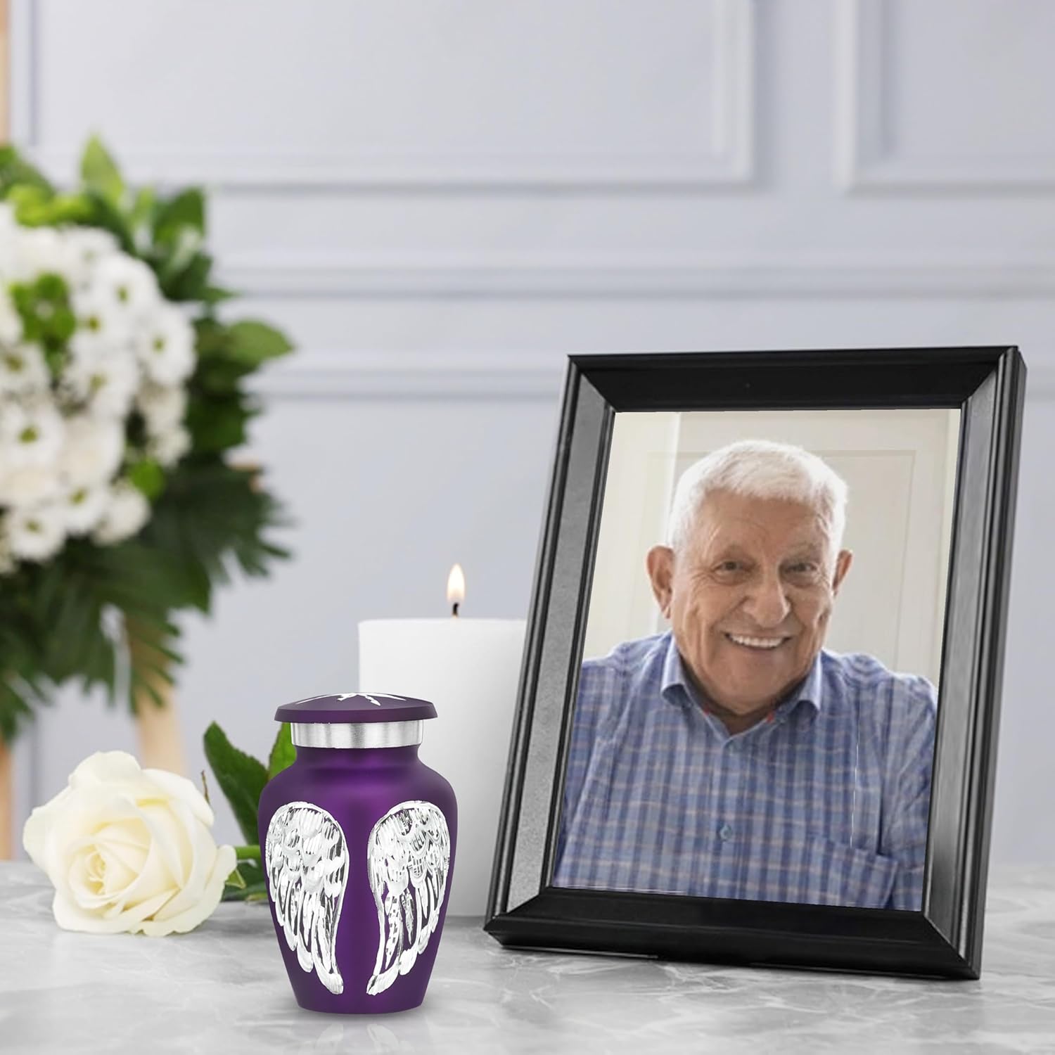 Purple Small Urns for Human Ashes - Angel Wings Mini Urns for Human Ashes - Cremation Keepsakes urns for Ashes - Ash Holders for Human Ashes – Urn -ERN - Tiny Urns for Men (Set of 4)