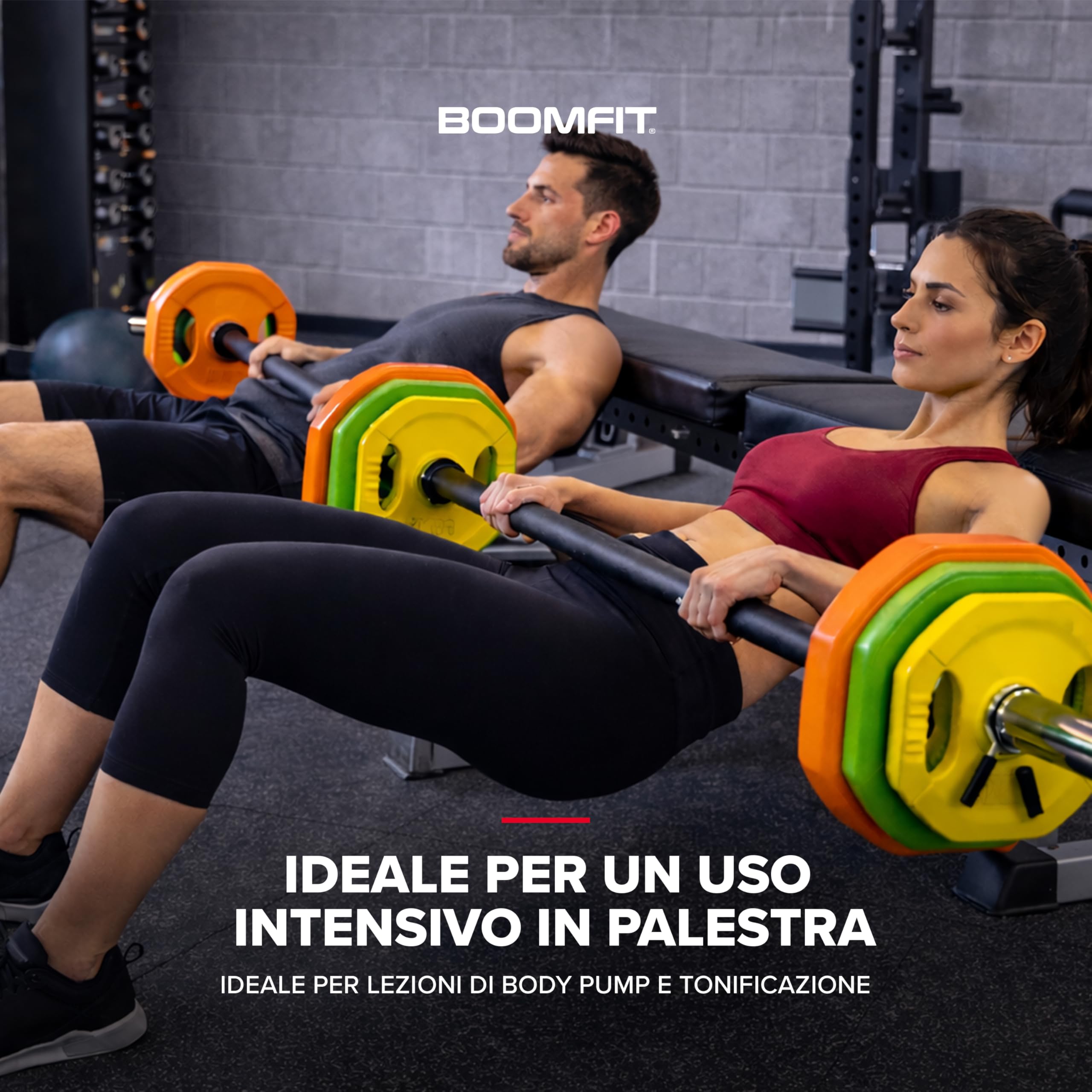 BOOMFIT Kit Set Pump Pro 20kg | Bilanciere Palestra Completo con Dischi | Per Lezioni Pump, Fitness di Gruppo e Cardio-Forza a Casa | Barra + Dischi 20kg Totali | Home Gym
