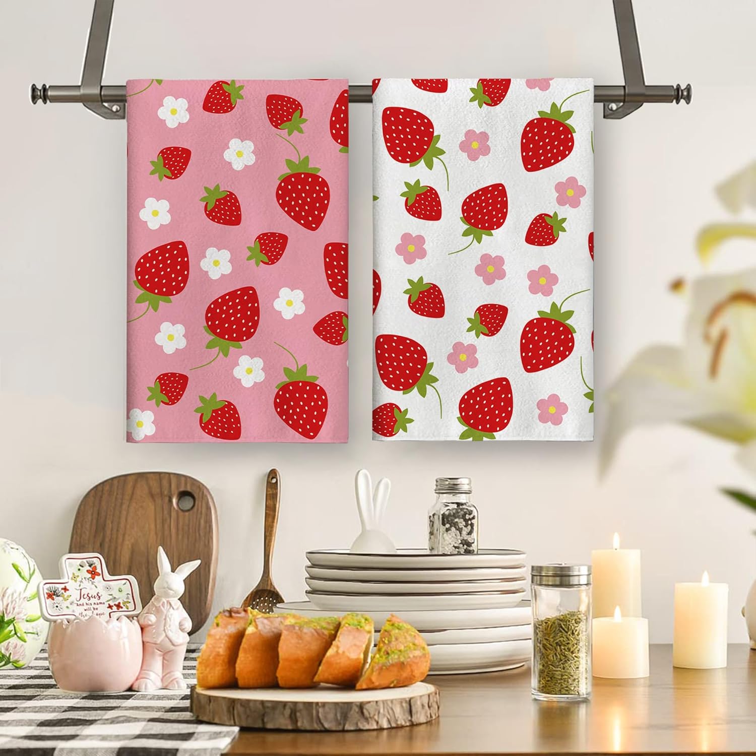 Summer Strawberry Party Decorations - Strawberry Kitchen Towels & Dish Towels for First Birthday, Simple Life - Image 5
