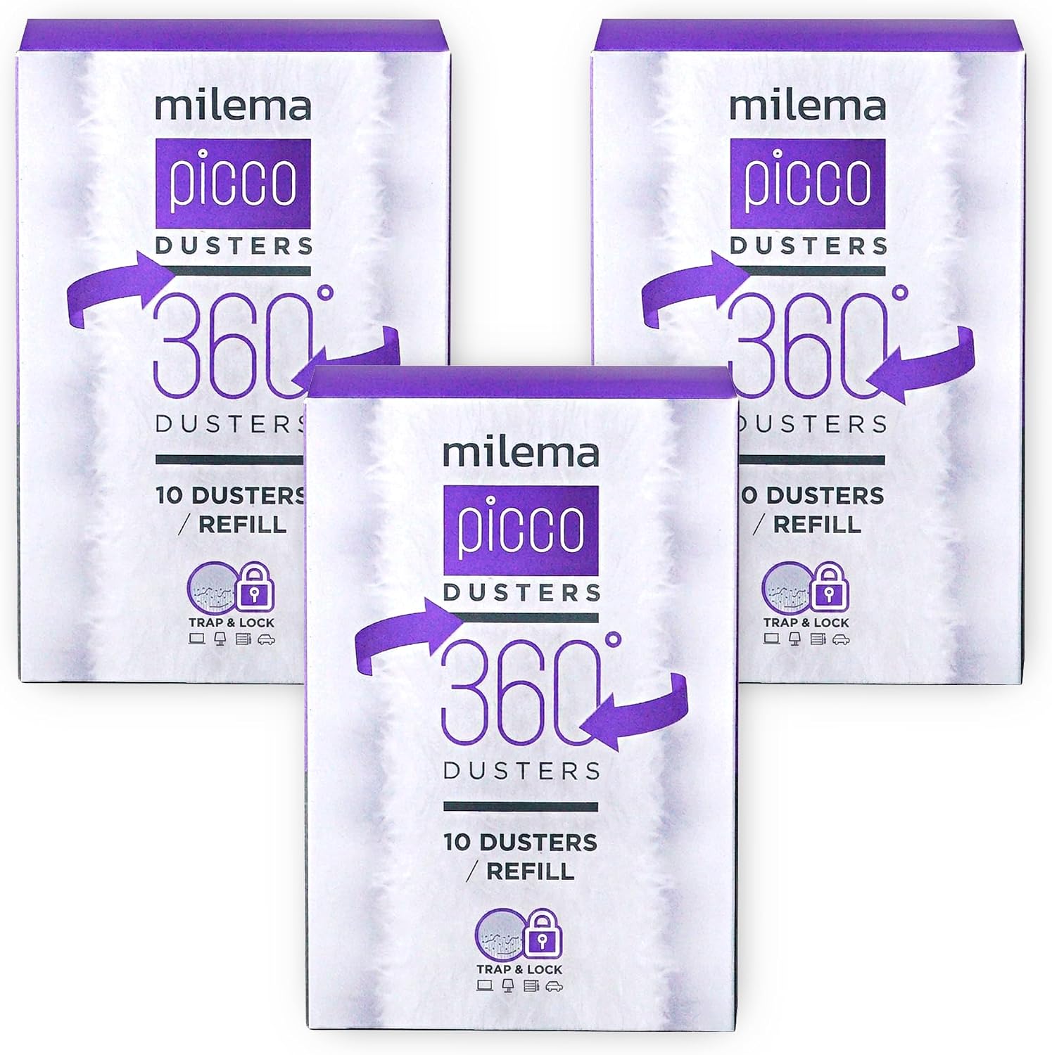 milema Picco 360 Microfiber Duster Refill Pads, Purple, 30 Count Refills