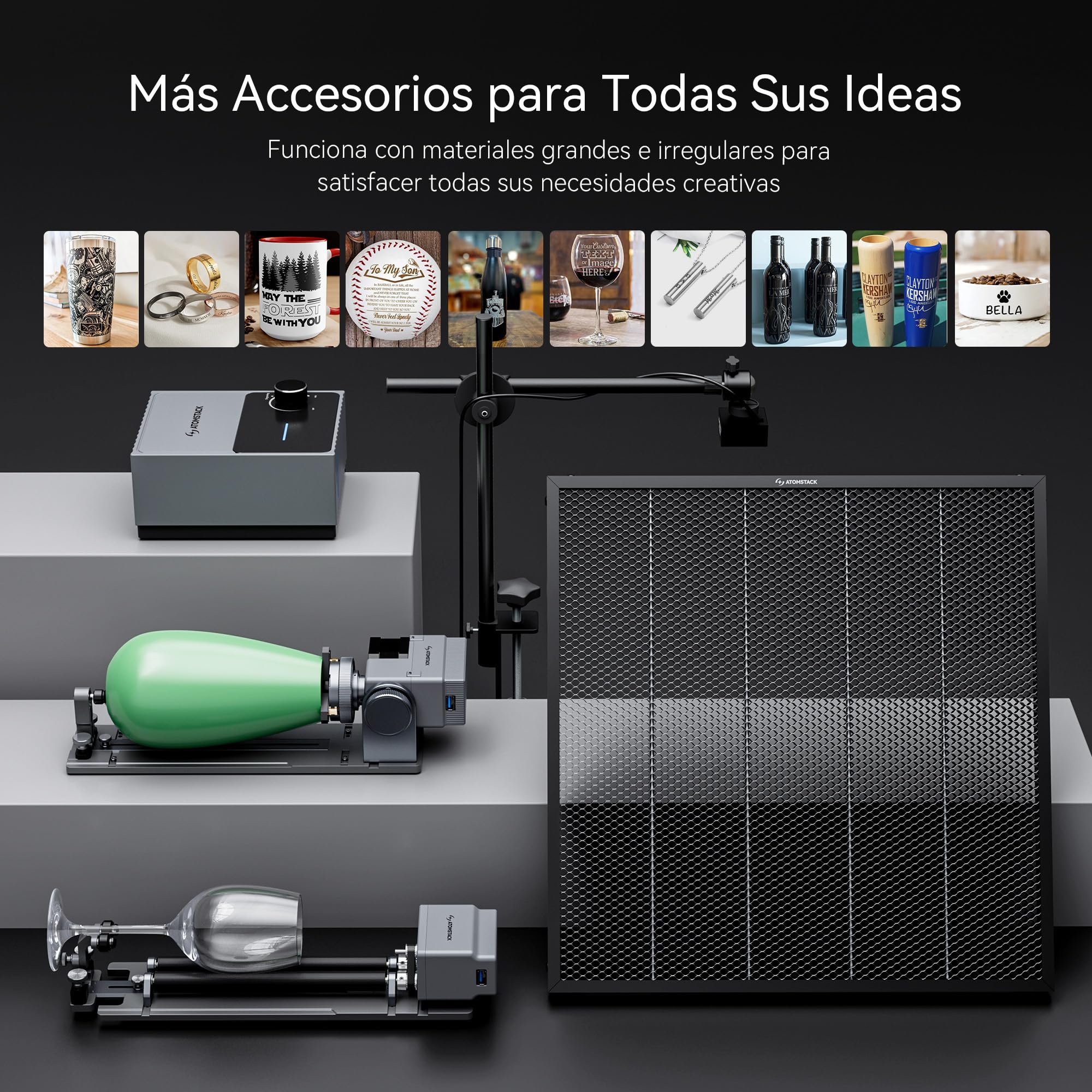 ATOMSTACK Swift 7W Grabadora Láser Máquina de Grabado Láser de Alta Precisión 0,01mm Para Personalización en Serie DIY Cortador Láser Para Madera Cuero Área de Grabado 300x300mm (SWIFT 7W Negro)