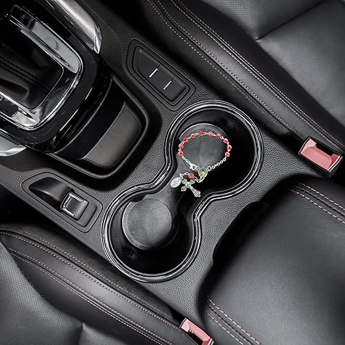 Miniatura 6 de Needzo Red Divine Mercy - Rosario de auto, cuentas de oración para espejo retrovisor, accesorios religiosos para interiores de automóvil, 5  pulgadas