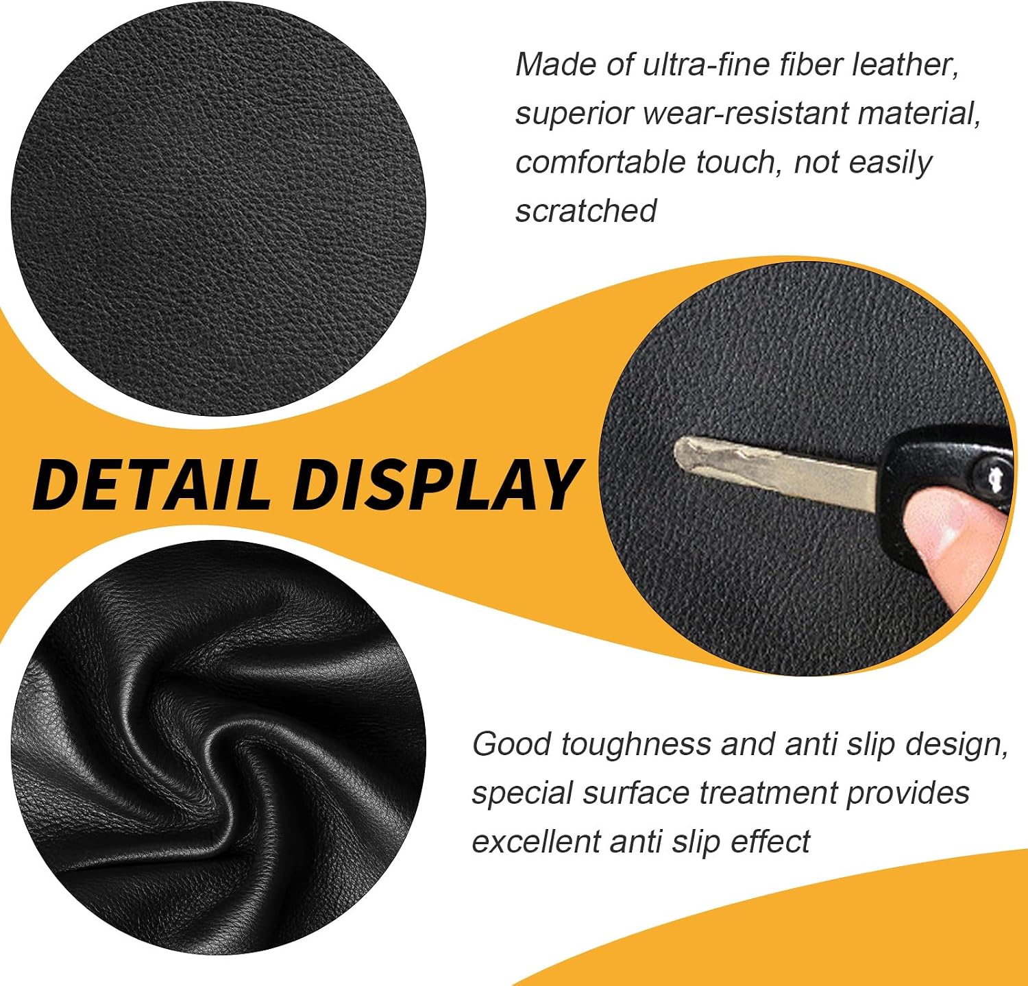 Saihisday 2Pcs Car Front Door Armrest Panel Skin Cover, Leather Door Panel Cover, Replacement for Toyota Tacoma 2005-2015