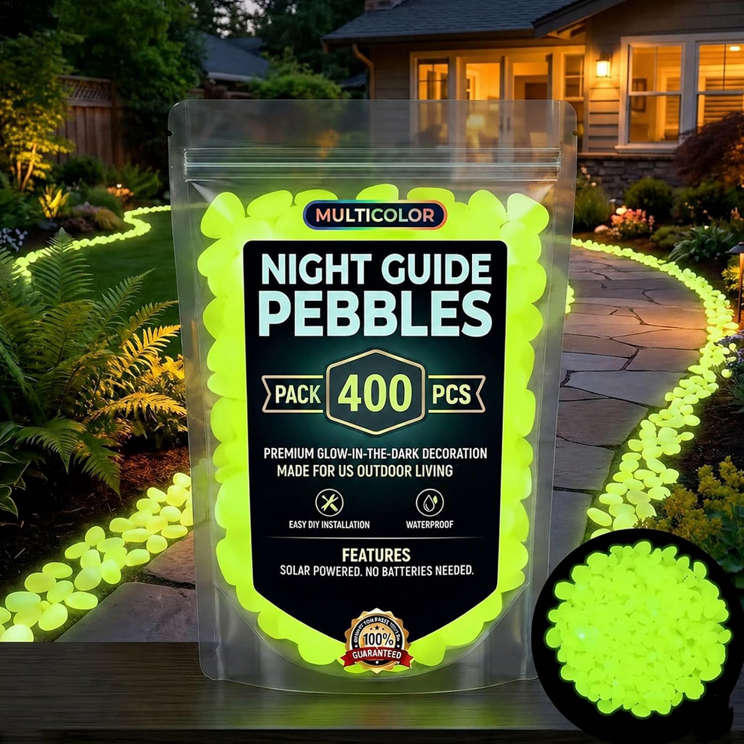 Colorful Luminous Night Guide Pebbles Glow in the Dark in the Garden Stones Glowing Rocks for Outdoor Landscaping Walkway Patio Fish Tank & Aquarium Decor