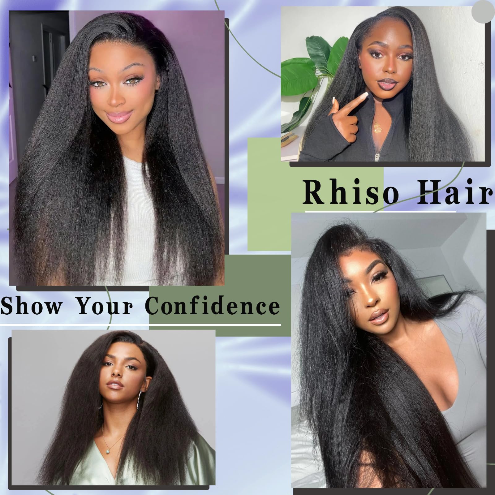 Black Kinky Straight V-Part Human Hair Wig