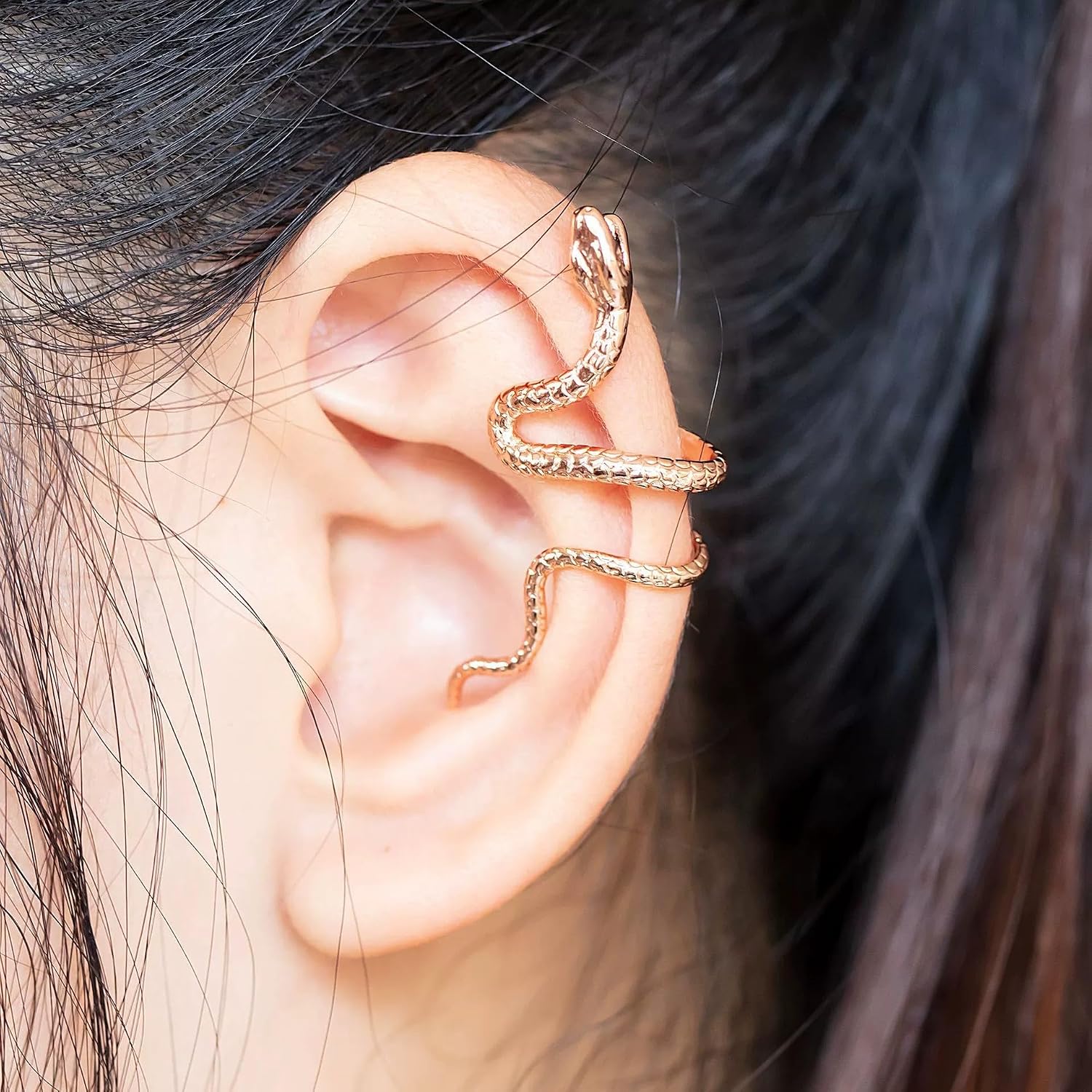 Snake Ear Cuff Earrings for Women Men Adjustable Non Piercing Cartilage Helix Earrings Clip On Snakes Earring Simple Lightweight Ear Jewelry