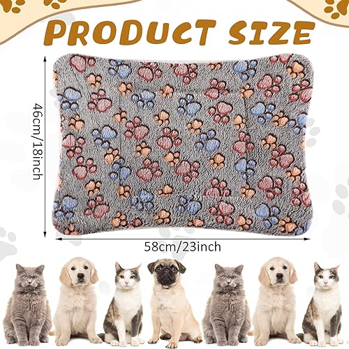 Miniatura 2 de Paquete de 4 tapetes de cama ultra suaves para perros y gatos, con bonitos estampados, reversible, de forro polar, para perrera, acogedora, lavable,