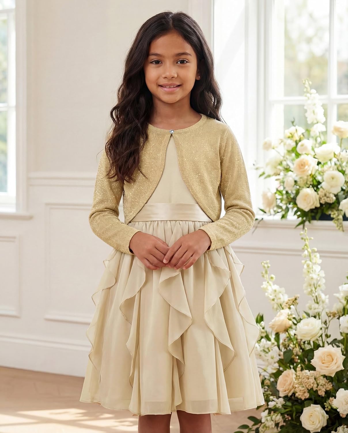 BlackButterfly Kids Long Sleeve Sparkle Cardigan Childrens Girls Shrug - Image 3