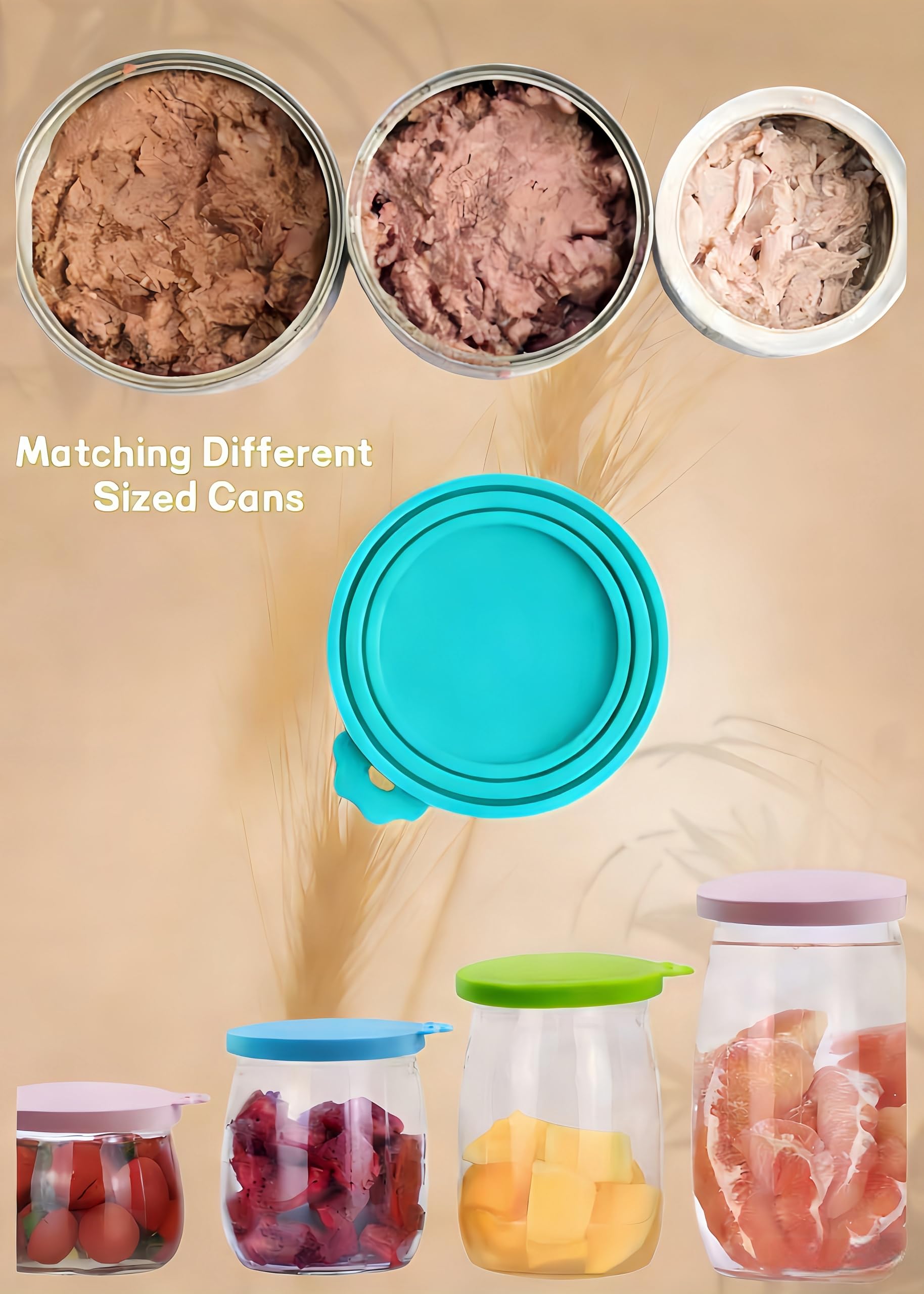 Coperchi universali in silicone per lattine alimentari, adatti per conservare cibo per cani e gatti, coperchi ermetici, in silicone per uso alimentare, adatti a 3 dimensioni standard, blu e