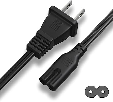 6Ft TV Power Cord for Samsung TV UN65KS8000FXZA UN40J5200AFXZA LG 43UH6100 TCL Sony 2 Prong AC Wall Plug 2-Slot LED LCD Insignia Sharp Toshiba JVC Hisense