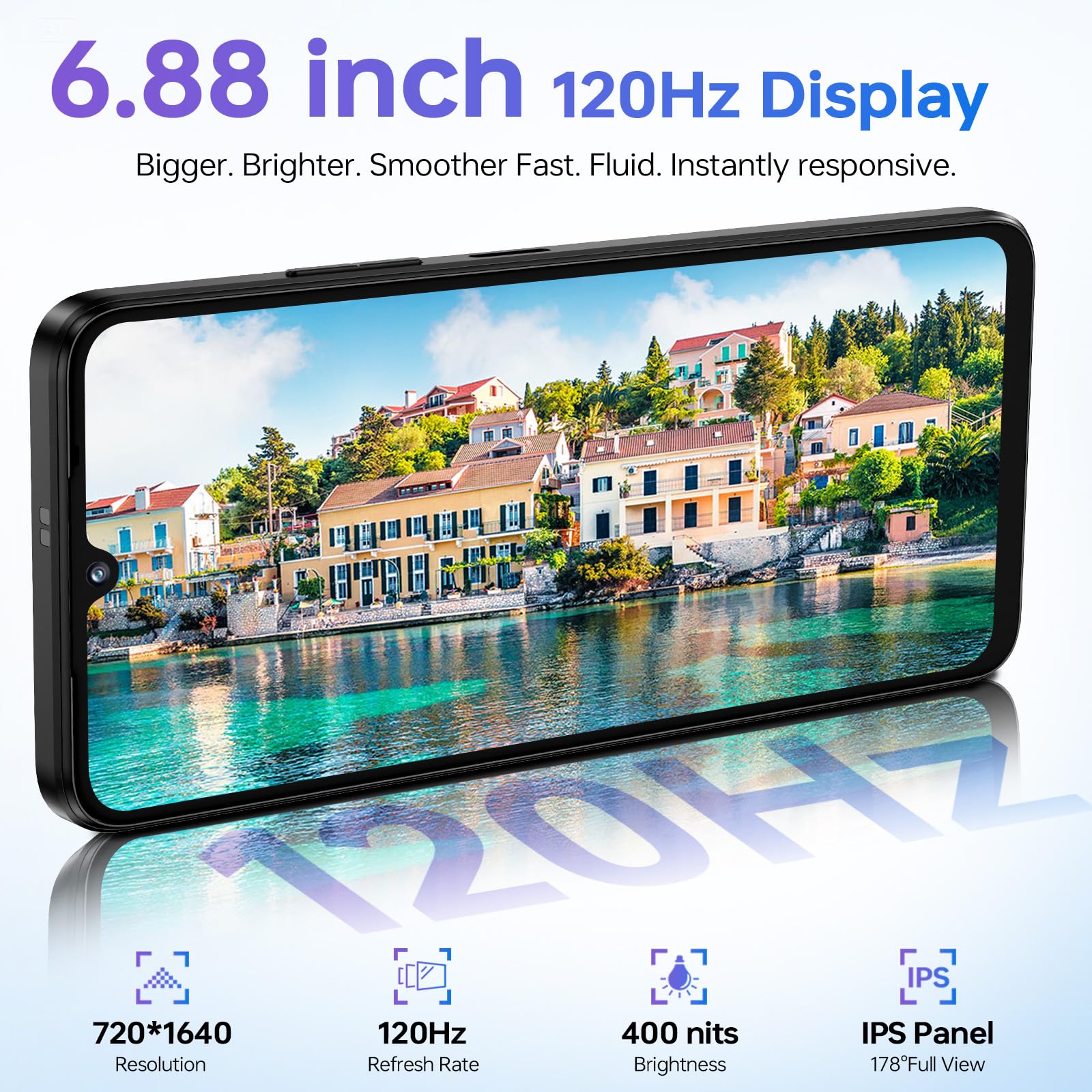 Blackview WAVE 10 Smartphone Android 16, 32GB+256GB, 6.88'' 120Hz Telefono | 32MP+13MP Cellulari e Smartphone, 5000mAh Telefono Cellulare, Telefoni 4G Dual SIM/Face ID/Fingerprint/3 Slot/3.5mm Jack/OTG