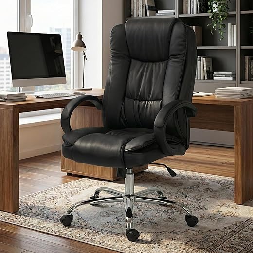 Cadeira De Escritório Presidente Executiva Diretor Premium Couro Estofada Mola Luxo