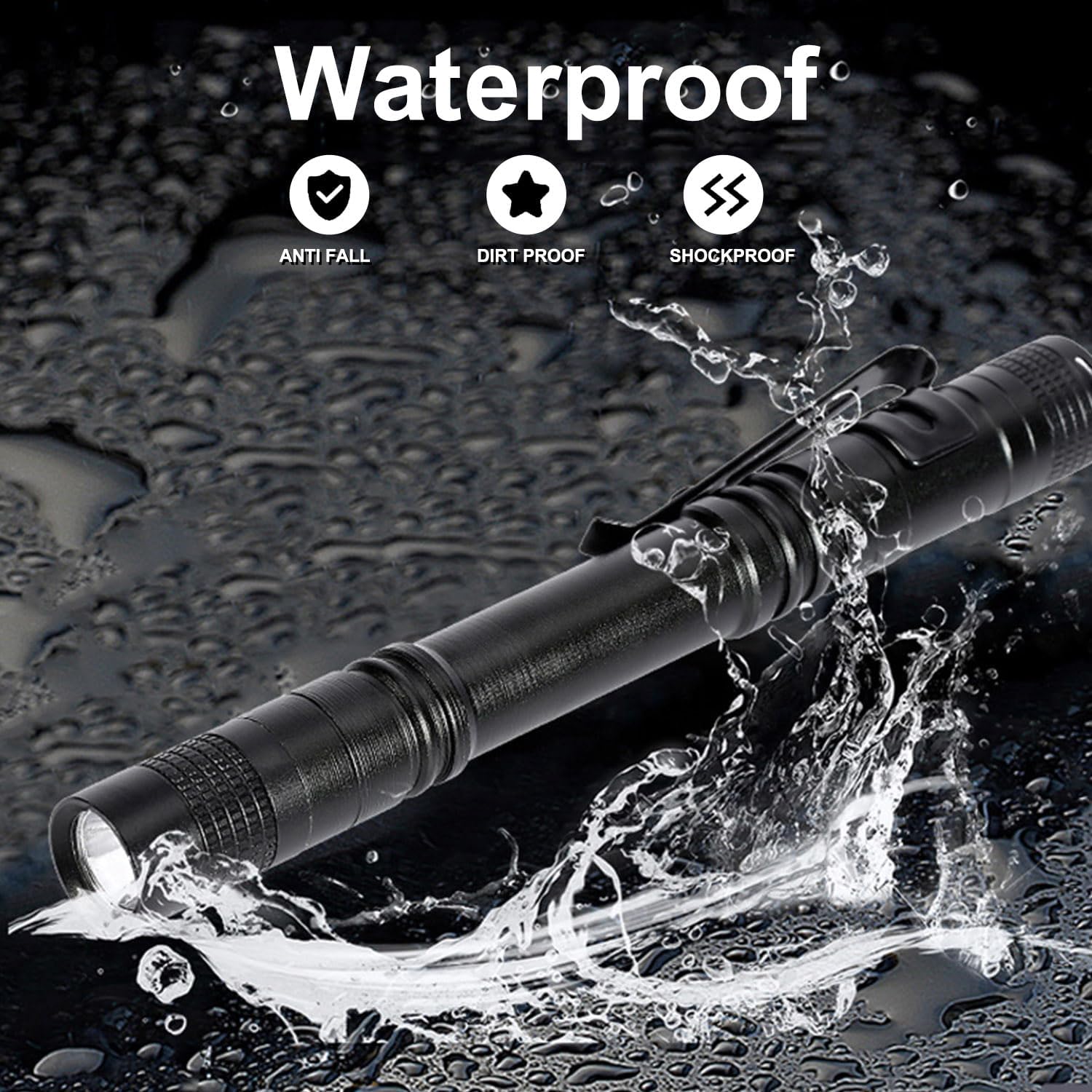 20 Pack LED Pen Light Flashlight Aluminum Mini Flashlight with Clip Water Resistant LED Pocket Pen Flashlights for Camping, Inspection, Work and Emergency Hurricane (Large)