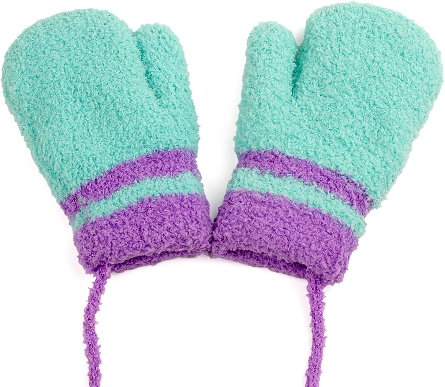 Flammi 2 Pairs Toddler Mittens for Baby Boys Girls Winter Sherpa Lined Warm Knit Mittens Cartoon Kids Gloves