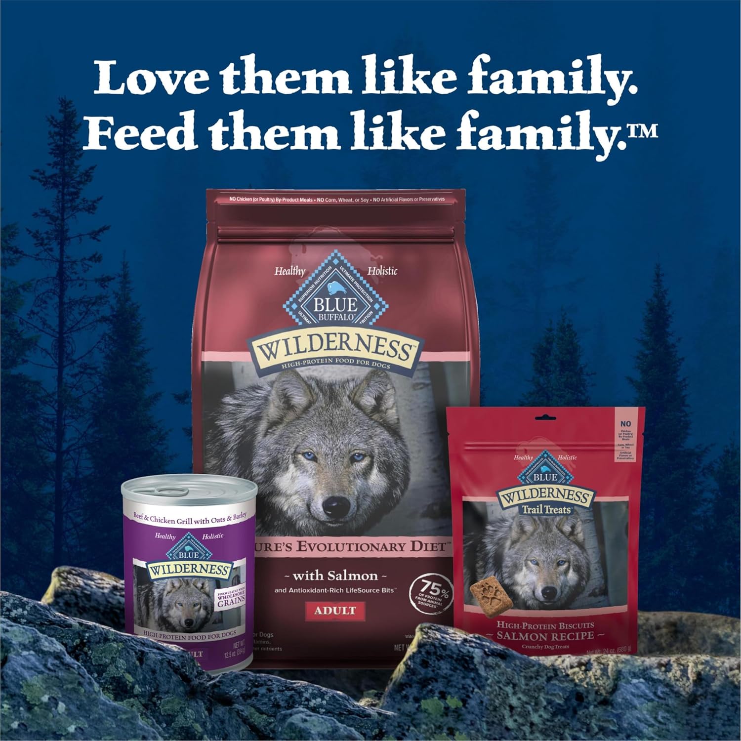 Blue Buffalo Wilderness Natural High-Protein Dry Food for Adult Dogs, Salmon Recipe, 13-lb. Bag