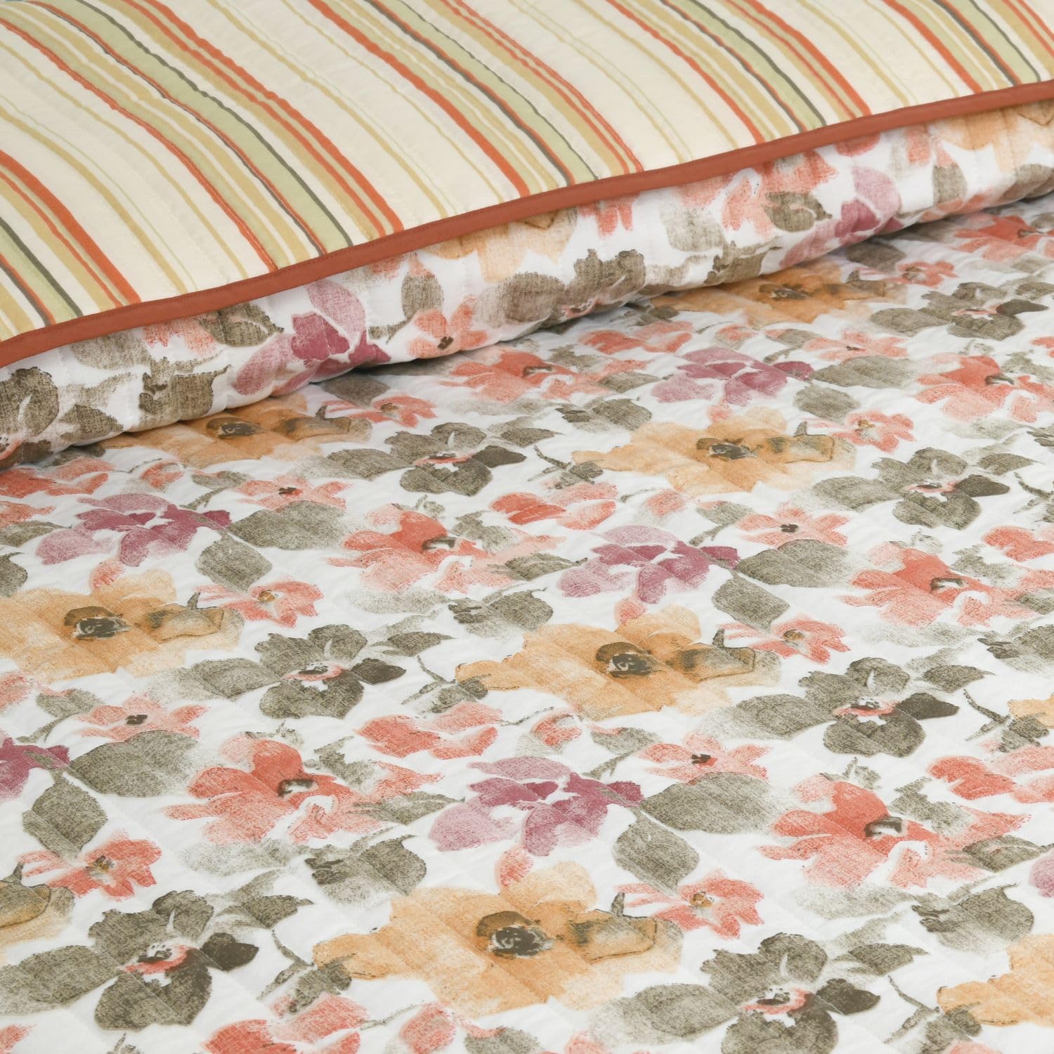 haus & kinder Reversible Single Comforter Shibui Bloom | Ultra Soft Peach Finish | Digital Floral Print | 150x220 cm (58"x88") | Microfiber 90 GSM | Polyfiber Fill | Multi 4