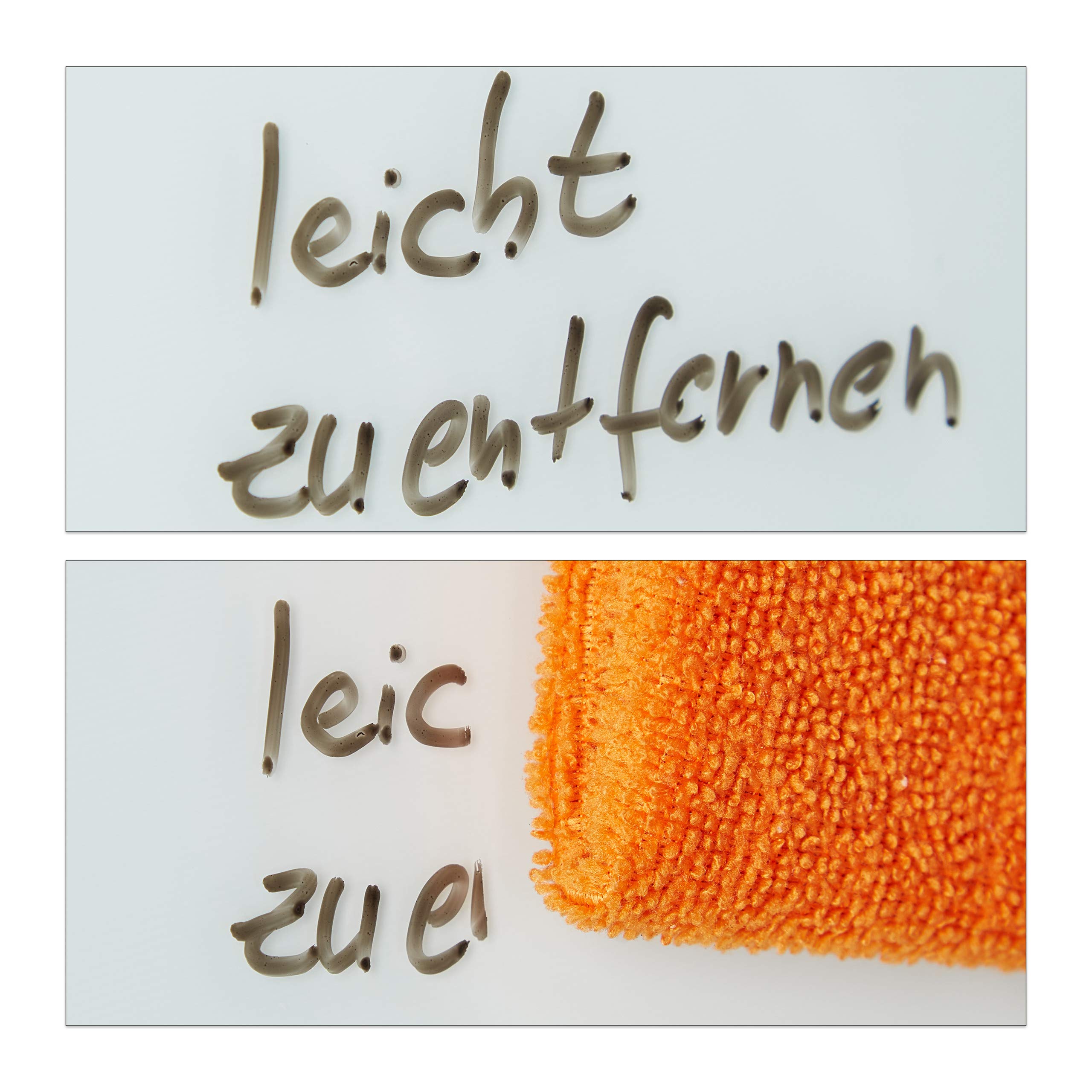Relaxdays Schlüsselkasten mit Glasmagnettafel, 20 x 30 cm, 7 Haken, 6 Magnete, beschriftbar, Schlüsselbrett, weiß-silber