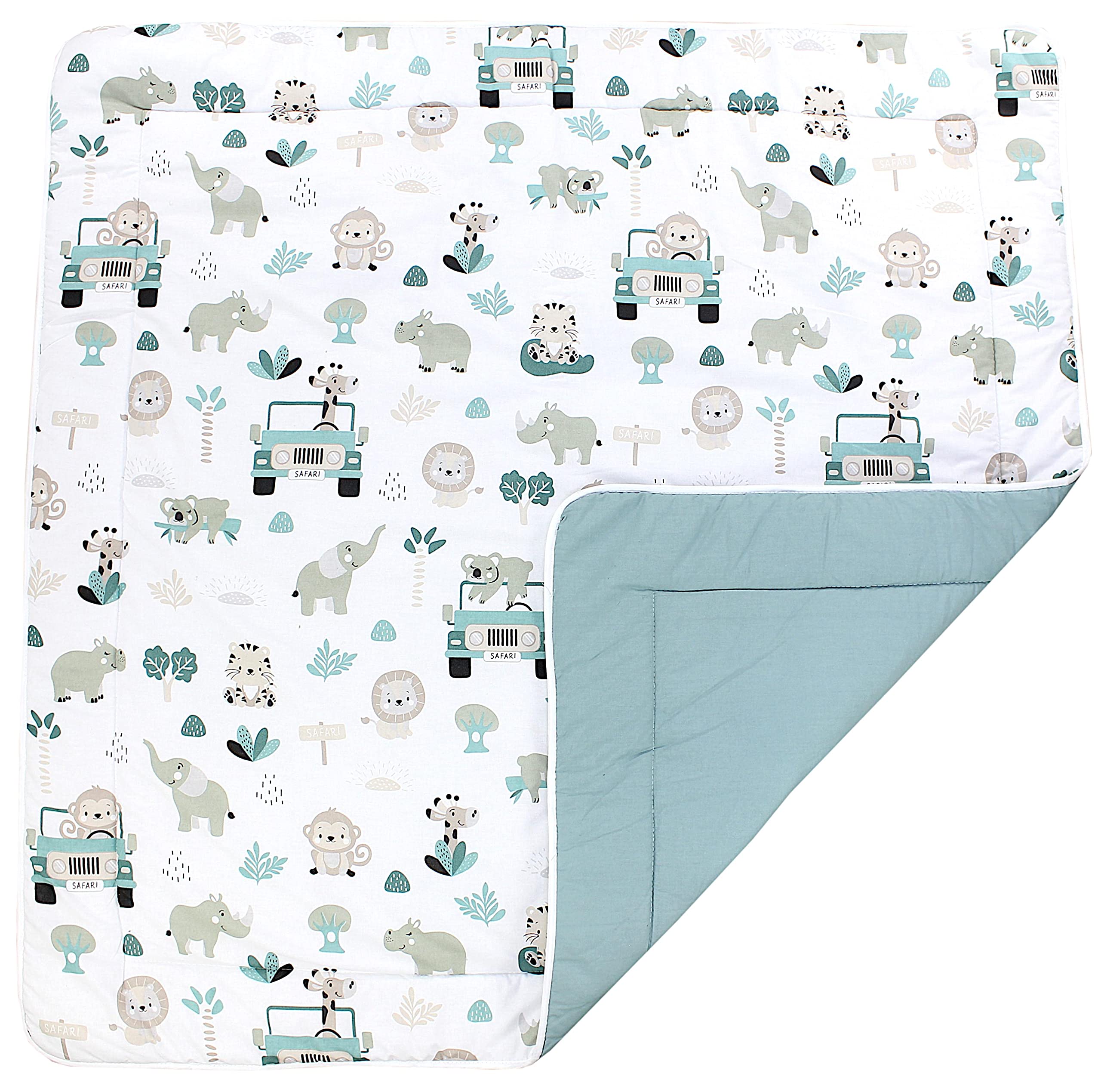 TupTam Baby Play Mat Manta para Niños Pequeños 120 x 120 cm Manta de Juego Grande para Niños Acolchada XXL, Zoo Verde — view 6