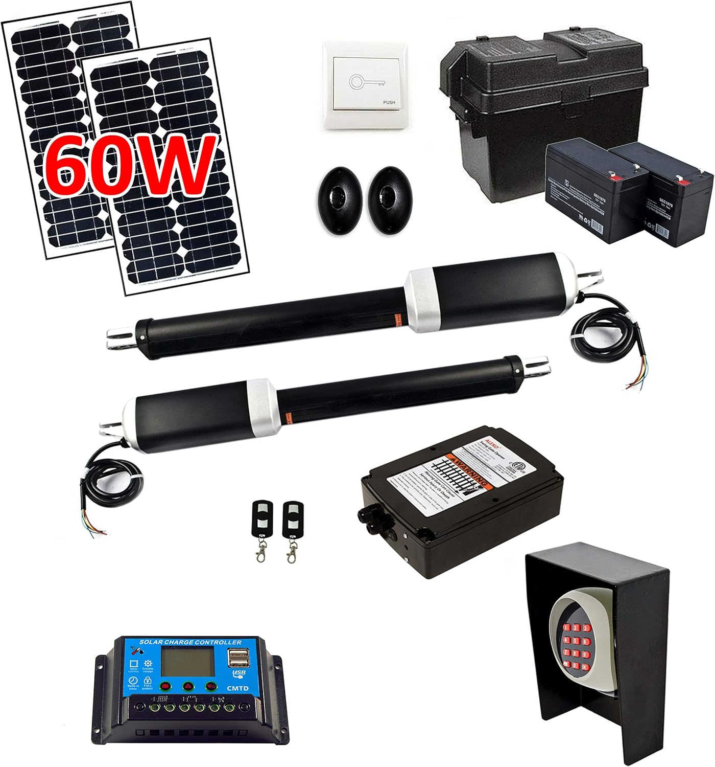 ALEKO GG1300UGLD Full Solar Powered Swing Gate Opener Kit for Dual
