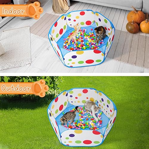 Miniatura 8 de Palksky Juguetes interactivos para gatos con hoyo de bolas para gatos, bolas de juguete, lanzador de bolas, juguetes de primavera para gatos