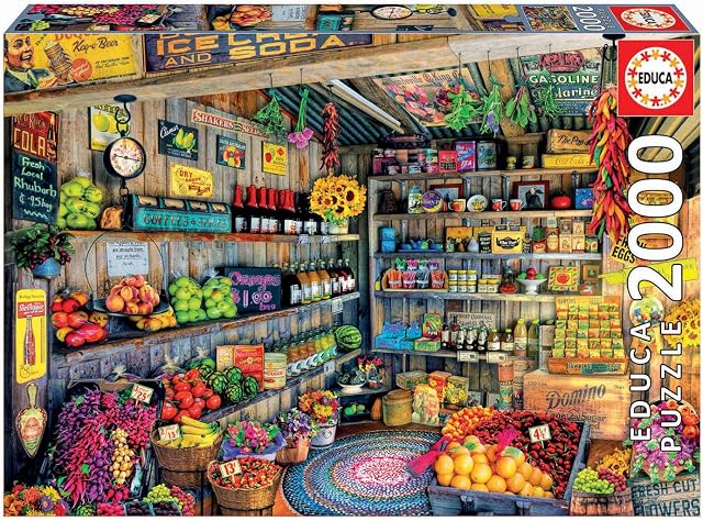 Educa Borrás 17128 Animated and Comic Drawings Educa Borras The Farmers Market 2000 Piece Jigsaw Puzzle, Multi