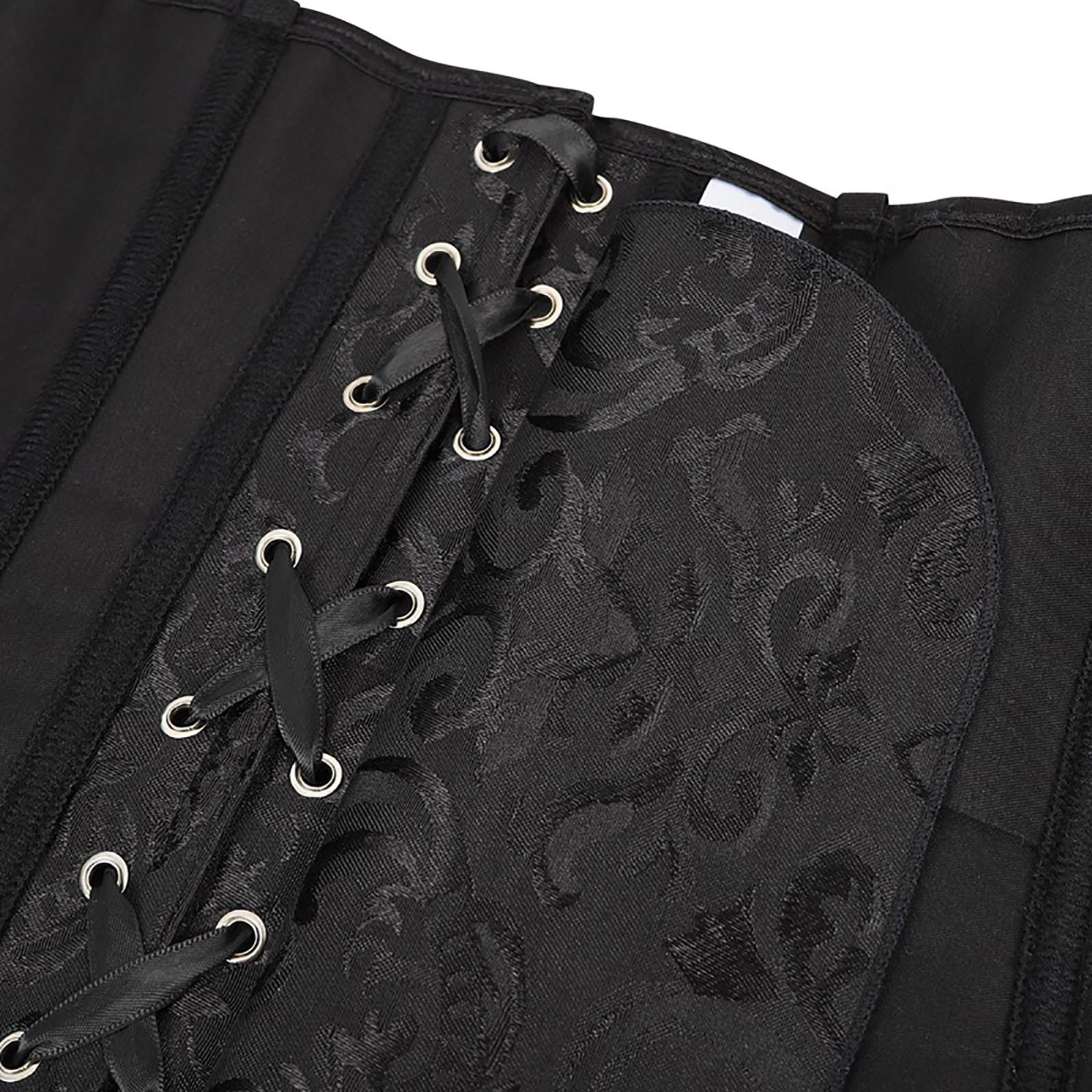 FeMereina Corsetto da donna con spalle scoperte, con maniche in pizzo, senza spalline, con lacci, bustino modellante in vita