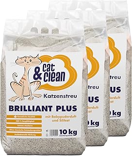 Cat & Clean Katzenstreu Der Extraklasse Klumpendes Einstreu Extrem Saugfähig Naturprodukt Aus Bentonit (Brilliant Plus, 30) product image