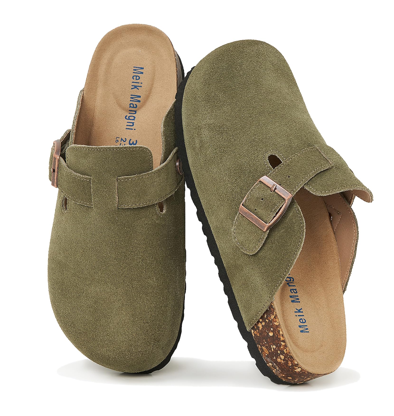 Meik Mangni Zoccoli e Sabot Donna Ciabatte da Uomo con Fibbia Regolabile al Piede Comodo Pantofole in Pelle Sandali di qualità,36-47 EU