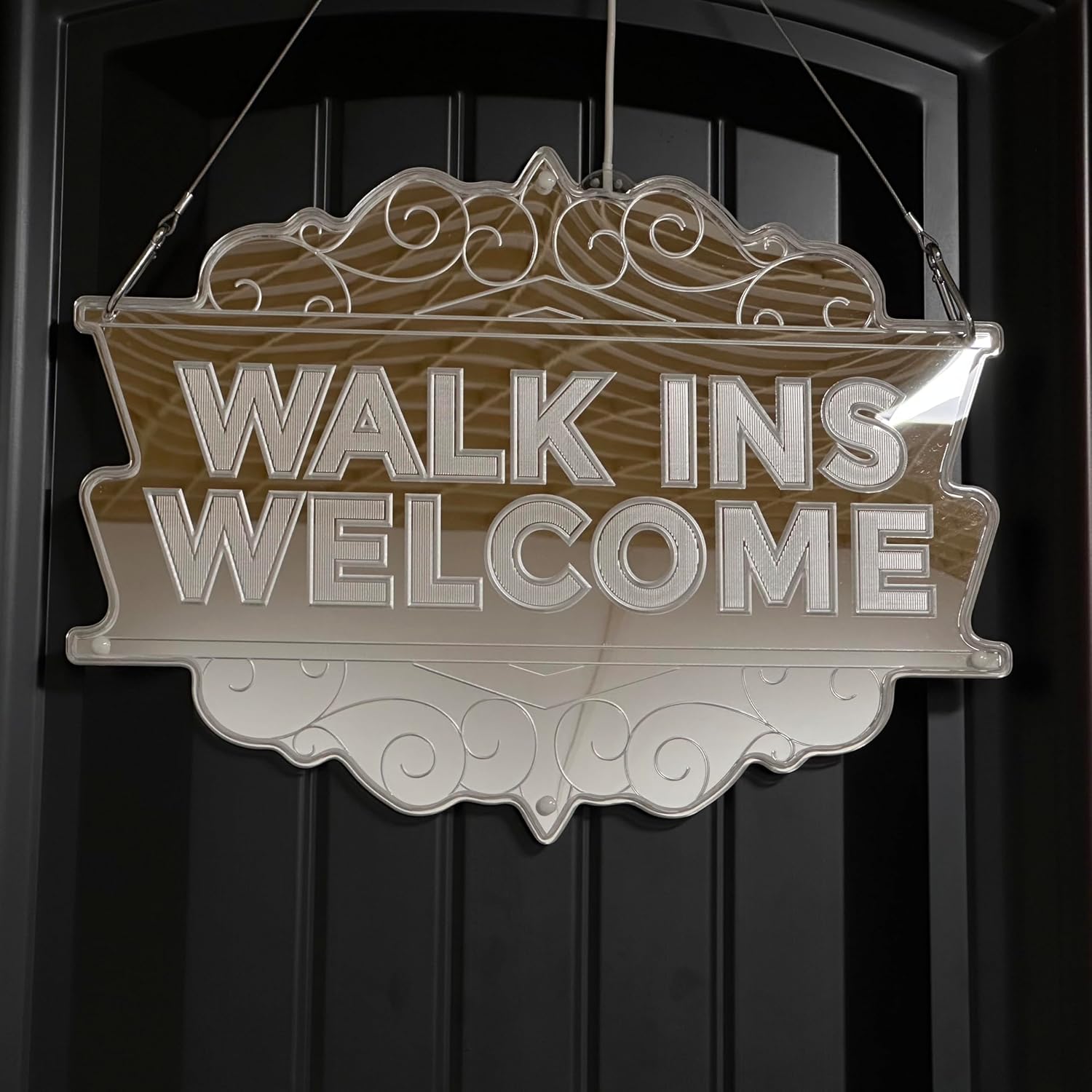 ADVPRO Walk Ins Welcome Open RGB Glam Plus LED Sign - Elegant Mirror Backing - Smart 3D Shop Decoration - Multicolor Signage st06s43-fnd-j0009-d