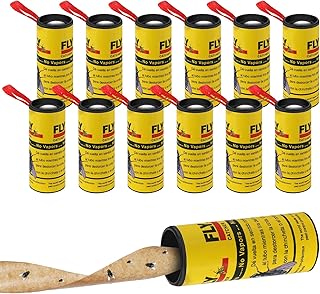 Xinzistar 12PCS Fly Paper Strips Fly Catcher Sticky Fly Strips Catcher Indoor Yellow Sticky Fly Traps Fly Ribbon Traps for House Indoor Outdoor Fly Fruit Fly Mosquitoes and Other Flying Insect Control